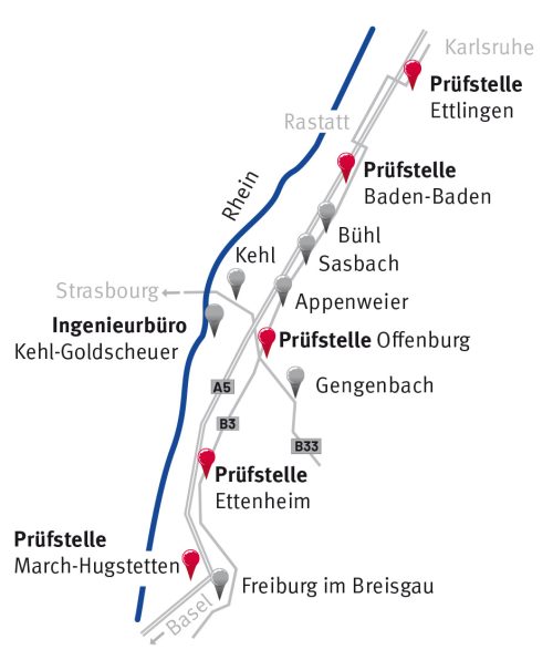 KÜS-Prüfstellen Baden-Baden Ettenheim Standorte Ingenieurbüro Viktor Diel