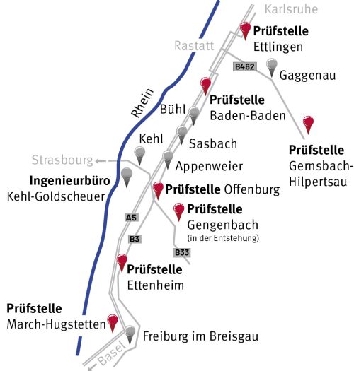 KÜS-Prüfstellen Baden-Baden Ettenheim Standorte Ingenieurbüro Viktor Diel